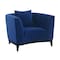 Armen Living Melange Blue Velvet Upholstered Accent Chair with Black Wood Base LCMG1BLUE - alternate 1